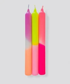 Pink Stories Memphis To Miami Neon Taper Candles Summer Breeze - Set Of 3