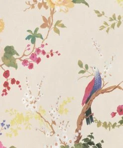 BN Fiore Heron Print Wallpaper Pink Rose & Thorn