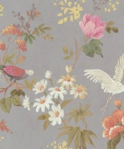 BN Fiore Heron Print Wallpaper Dove Rose & Thorn