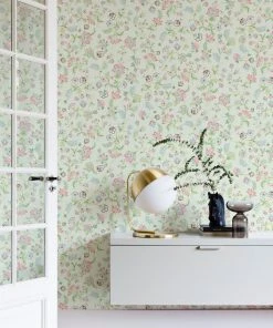 BN Fiore Floral Chintz Wallpaper Duck Egg Rose & Thorn