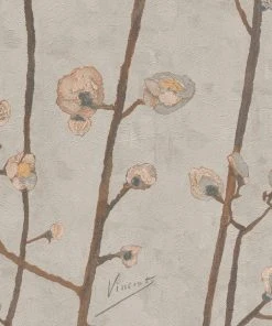 BN Van Gogh Wallpaper Flowering Plum Orchid Grey