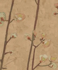 BN Van Gogh Wallpaper Flowering Plum Orchid Grey