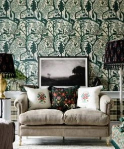 Mind The Gap The Enchanted Woodland Green Wallpaper Folk Couture