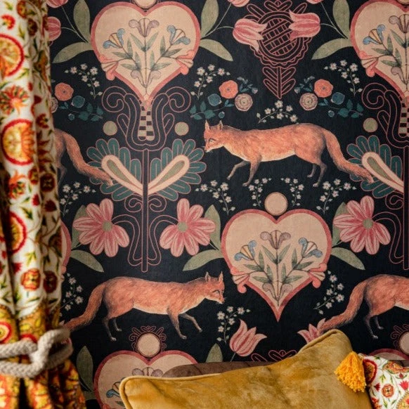 Mind The Gap The Vixen - Anthracite Wallpaper Folk Couture | Floral & Nature Wallpaper 5 Mind The Gap The Vixen - Anthracite Wallpaper Folk Couture