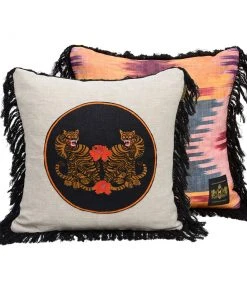 Mind The Gap Bengal Tigers Embroidered Cushion Indigena