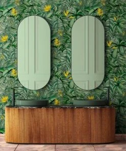 Brand Mckenzie Tropical Forest Wallpaper, Dark Green & Yellow Rose & Thorn