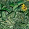 Brand Mckenzie Tropical Forest Wallpaper, Dark Green & Yellow Rose & Thorn