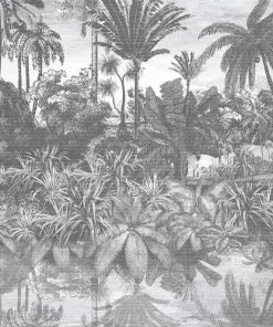 Brand Mckenzie Wallpaper & Paint Tropical Reflections Wallpaper, Black & White