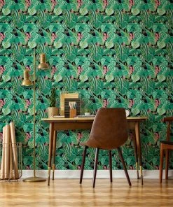 Mind The Gap Memphis To Miami Tropical Foliage Anthracite Wallpaper - Premium Peel & Stick Design 9 Mind The Gap Memphis To Miami Tropical Foliage Anthracite Wallpaper