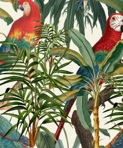 Mind The Gap Tropical Mood Linens - Parrots Of Brazil Havana Tropicana