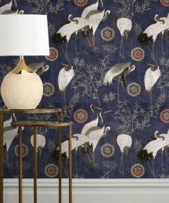 Mind The Gap Tsuru Indigo Wallpaper