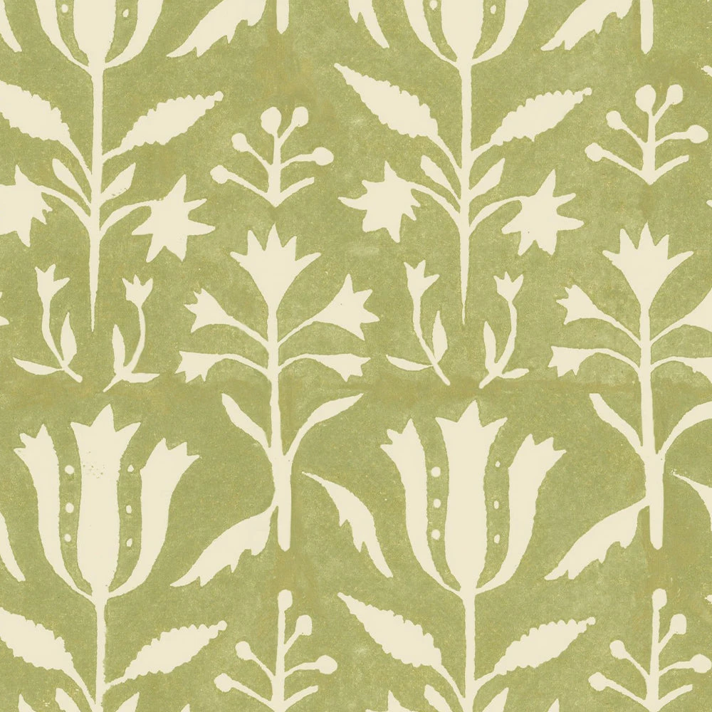 Mind The Gap Tulipan Beechnut Wallpaper - Floral Folk Couture Design 3 Mind The Gap Tulipan Beechnut Wallpaper