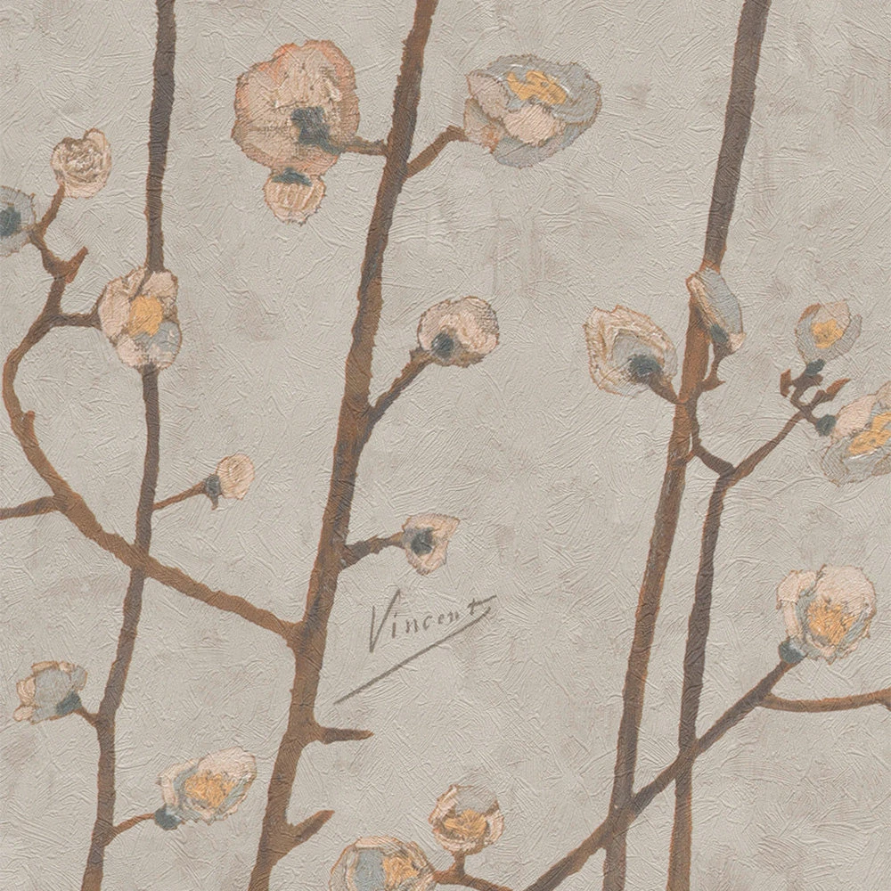 Van Gogh Flowering Plum Orchid Wallpaper - Light Brown Floral Design | Thedesignyarduk 11 Thedesignyarduk Van Gogh Wallpaper Flowering Plum Orchid Light Brown