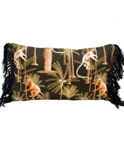 Mind The Gap Barbados Anthracite Linen Cushion Small Havana Tropicana