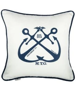 Mind The Gap Vintage Anchors Linen Embroidered Cushion