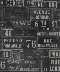 Mind The Gap Vintage Signs Anthracite Wallpaper Les Jardins Royaux