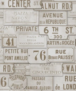 Mind The Gap Vintage Signs Anthracite Wallpaper - Les Jardins Royaux Collection 8 Mind The Gap Vintage Signs Anthracite Wallpaper Les Jardins Royaux