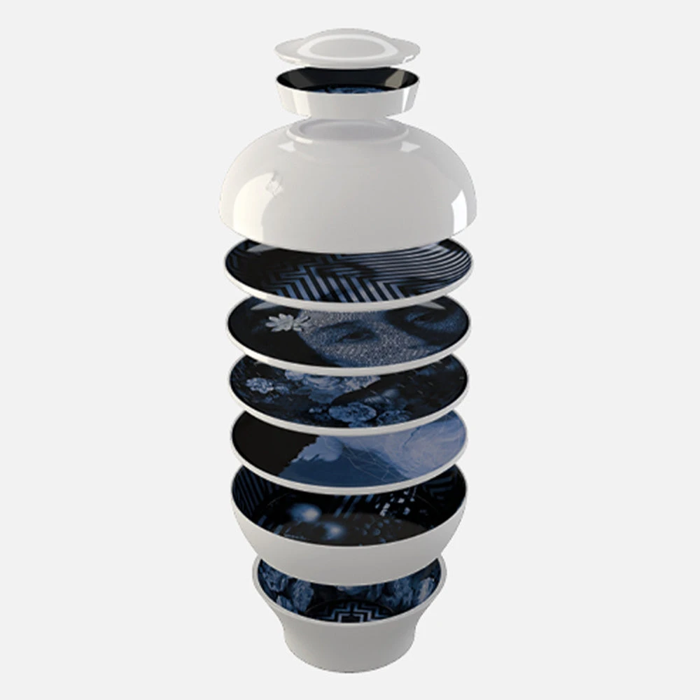 Thedesignyarduk Les Jardins Royaux Ibride Yuan Stackable Serving Set NARCISSE - Luxury Stackable Plates & Bowls for Picnic & Dining 12 Thedesignyarduk Les Jardins Royaux Ibride Yuan Stackable Serving Set NARCISSE