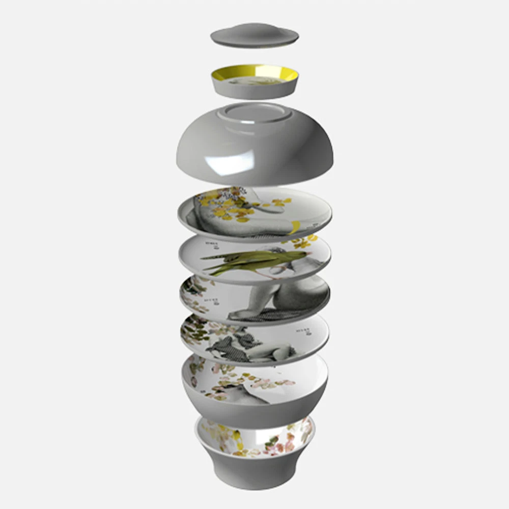 Thedesignyarduk Les Jardins Royaux Ibride Yuan Stackable Serving Set NARCISSE - Luxury Stackable Plates & Bowls for Picnic & Dining 7 Thedesignyarduk Les Jardins Royaux Ibride Yuan Stackable Serving Set NARCISSE