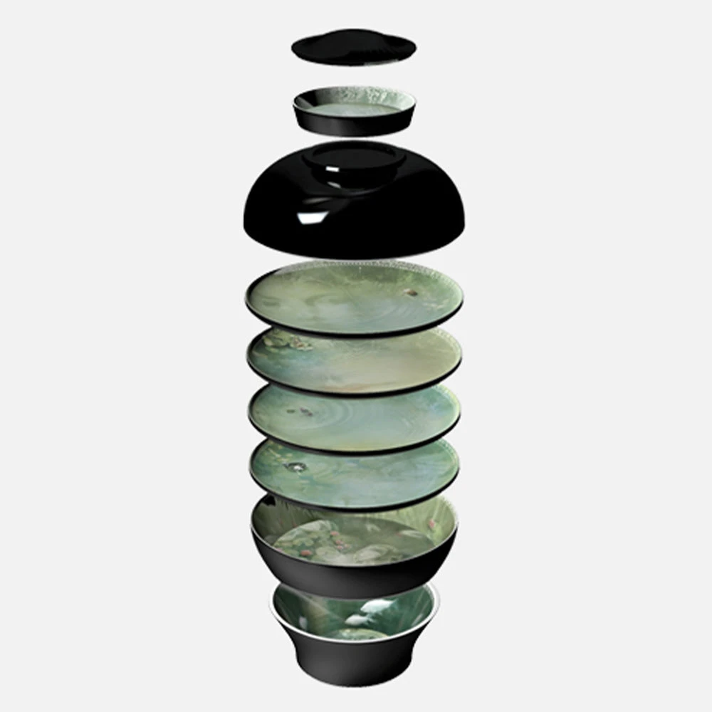 Thedesignyarduk Les Jardins Royaux Ibride Yuan Stackable Serving Set NARCISSE - Luxury Stackable Plates & Bowls for Picnic & Dining 4 Thedesignyarduk Les Jardins Royaux Ibride Yuan Stackable Serving Set NARCISSE