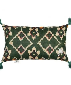 Mind The Gap Zold Linen Small Cushion